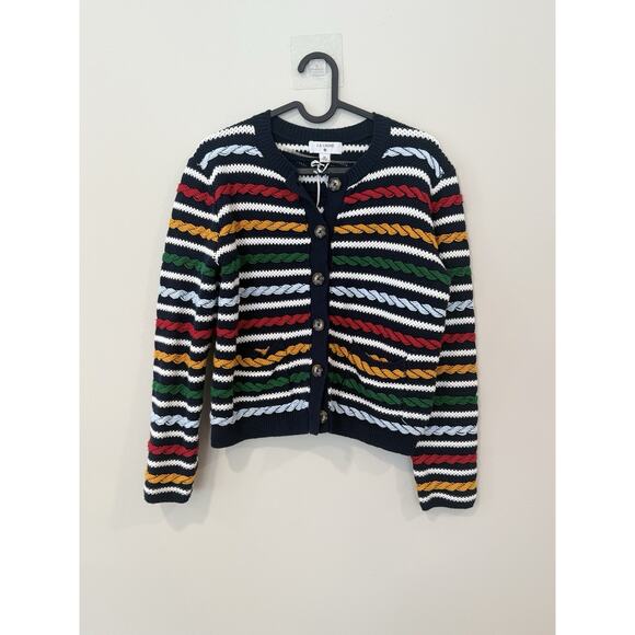 La Ligne x Target Sweater Navy Blue Striped Button Front Cardigan Size XS NWOT - Picture 4 of 12